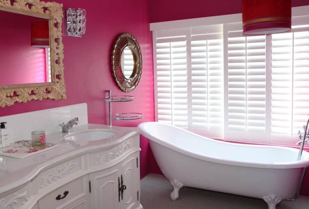 Norman Shutters Pink Bathroom